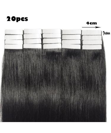 Silk Co Tape in Extensions - #1 Deep Black Real Hair - 20 Whip x 4cm - 50g Remy Hair Extensions - Buy Online on GoSupps.com