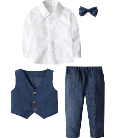 Mint Green Baby Boys Wedding Suit 3pcs Herringbone Tweed Outfit Set | 2-3 Years Blue - Buy Online on GoSupps.com