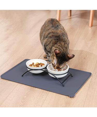 Elaikka 19x12 Large Black Silicone Pet Food Mat - Non-Slip, Waterproof & Easy to Clean - Raised Edge Cat & Dog Feeding Mat - Buy Online on GoSupps.com