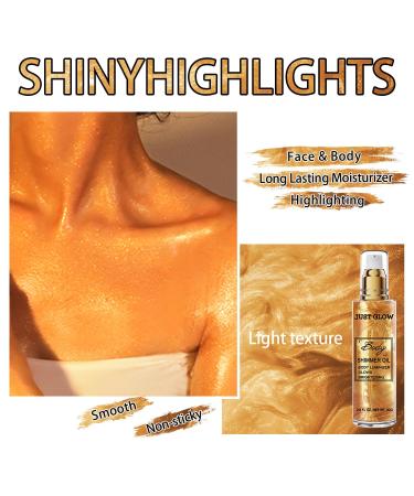 Shimmer Body Oil - Waterproof Liquid Luminizer for Face & Body | Gold Glow Illuminator & Moisturizer | Highlighter Makeup (1 Count - Buy Online on GoSupps.com