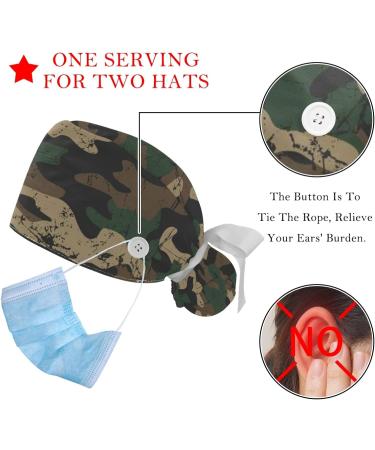 2 Pack Pink Camouflage Ponytail Bouffant Caps with Buttons - Adjustable Working Hats | Color 4 - Buy Online on GoSupps.com