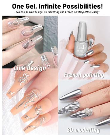 Buy Gold Metallic Gel Glue Polish 18ml - Holographic Chrome Nail Lacquer for Home DIY Manicure - Long Lasting Shine Effect - Buy Online on GoSupps.com