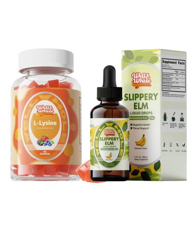 Well&Whole L-Lysine Gummies 1000mg - L-Lysine Supplements for Kids and Adults Slippery Elm Liquid Drops Marshmallow Root