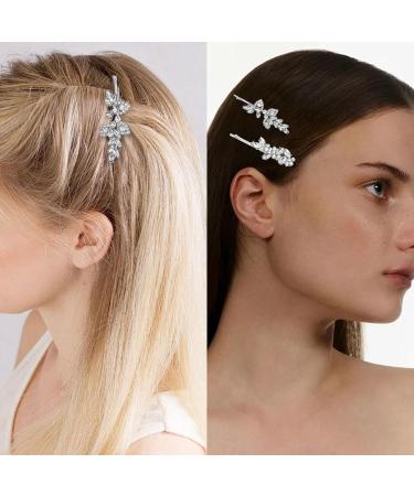 Tyqour 4 Pieces Rhinestone Wedding Hair Pins Silver Bridal Hair Clip Rhinestone Glitter Hair Clips Diamond Crystal Hair Accessories Bling Decorative Hair Clips - Buy Online on GoSupps.com
