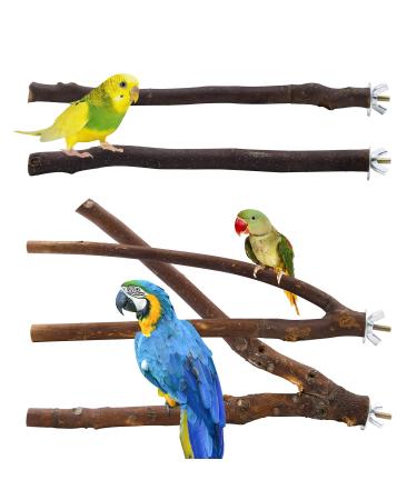 Bird Perches, 4pcs Natural Wood Perches for Parrots Bird Cages, Bird Perch Stand Parrot Stand Branches Fork for Small Parakeets Budgies Cockatiels Conure Lovebirds