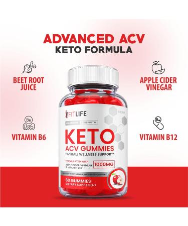 Fit Life Keto ACV Gummies - Weight Loss Shark Tank Vegan Formula - 1000mg Apple Cider Vinegar Vitamin B12 - 60 Gummies - Buy Online on GoSupps.com
