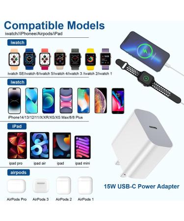 Apple Watch Charger Upgraded 2-in-1 USB C Fast iPhone Watch Charger Apple MFi Certified 6FT Magnetic Charging Cable with 15W Wall Charger Block for Apple Watch Series SE/8/7/6/5/4/3/2/1 & iPhone 14 6FT+Charger - Buy Online on GoSupps.com