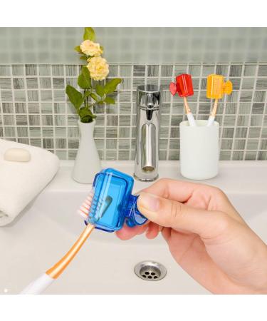 Hooqict 4 Pack Travel Toothbrush Head Covers - Portable Protector Caps for Electric and Manual Toothbrushes - Ideal for Travelling, Camping, Home, School - Blue, Red, Green, Transparent - Buy Online on GoSupps.com