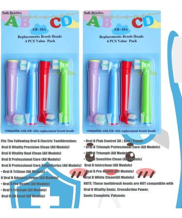 EB-10A Professional Replacement Toothbrush Heads for Children - Soft Bristles 8 Pieces (2 Cards) - Compatible with Oral-B - Buy Online on GoSupps.com