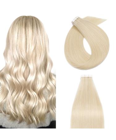 Silk-Co Tape Extensions Real Hair 20Stk hair extension tape in extensions real hair Remy Hair Extension glue Skin Weft Tape Ins 50g 60# Platinblond 45cm
