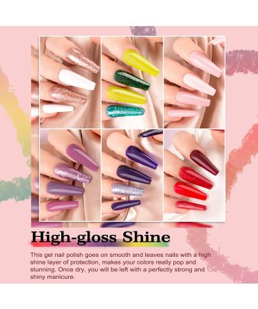 Lavender Violets Gel Nail Polish Kit - 27+3 Colors, Red Pink Purple Green Soak-off UV LED Nail Gel Set with Base, Matte & Glossy Top Coat - C703 Acid Green - Buy Online on GoSupps.com