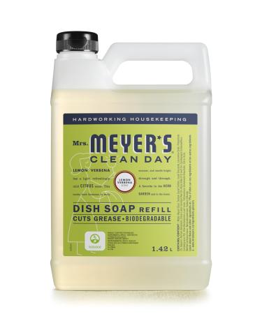 Mrs. Meyer's Clean Day Dish Soap Refill Cruelty Free Dishwashing Liquid Lemon Verbena Scent 1.4 Liter Refill for Dish Soap Bottle