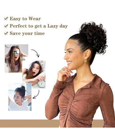 Matthia Large Curly Messy Bun | Drawstring Ponytail for Black Women | Synthetic Salt and Pepper Hair Bun Extension | Curly Updo Hair Piece | Daily Use | T1B/Gray - Buy Online on GoSupps.com