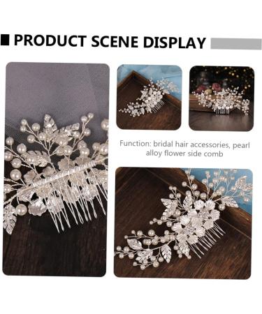 Beatifufu Flower Comb Wedding Hair Comb Rhinestone Headdress Hair Topper Bridal Headpiece Rhinestone Hair Comb Pearl Hair Comb Zinc Alloy Headdress Bride European and American Decorate Abs - Buy Online on GoSupps.com
