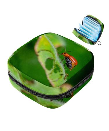 Insects on Leave napkins-storage bag portable periodic bag for women teenagers girls menstrual cup pocket breastfeeding insert holder
