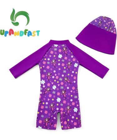 UPF 50+ Baby Girl One Piece Swimwear with Sun Hat | Toddler Swimsuit Set 12-18 Months Purple - Buy Online on GoSupps.com