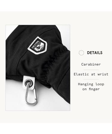 Hestra Heli Leather Ski Gloves - Classic Black Snow Mittens for Skiing Snowboarding & Mountaineering - Size 10 - Buy Online on GoSupps.com