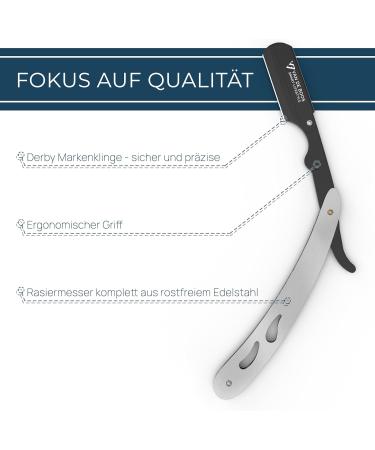 Buy Van de Boos Razor Set - High-Quality Stainless Steel Beard Knife with 100 Derby Blades for Precise Wet Shaving - Perfect for Men - Buy Online on GoSupps.com