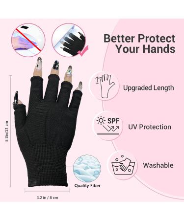 TurnSun UV Gloves for Nails Lamp UPF50+ UV Protection Gloves for Manicures Nail Art Fingerless UV Light Gloves for Gel Nails UV Nails Gloves Manicure Gloves Prevent Hands from UV Harm(Black) - Buy Online on GoSupps.com