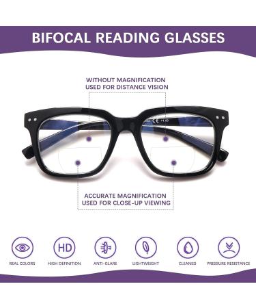 CLASAGA Bifocal Oversized Reading Glasses - Blue Light Blocking Spring Hinge Eyewear for Women & Men 1.75x Magnification 3 Stylish Colors - Buy Online on GoSupps.com