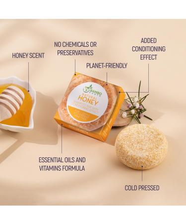 BAMBOEARTH Solid Shampoo Bar and Conditioner Effect Hair Soap Natural Shampoo Bars for Hair with Plant Essential Oils and Zero Waste Biodegradable Packaging Honey - Buy Online on GoSupps.com