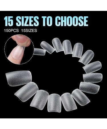 Tomicca Artificial Nails - Short Square Nail Tips for Gel Nails | 150 Pcs Soft Gel Full Cover Set with Glue | Professional Salon Quality - 15 Sizes Available - Buy Online on GoSupps.com
