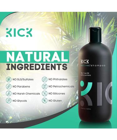 Kick Anti Dandruff Shampoo - Tea Tree Oil and Peppermint - Itchy Scalp Treatment - 509 ml - Buy Online on GoSupps.com