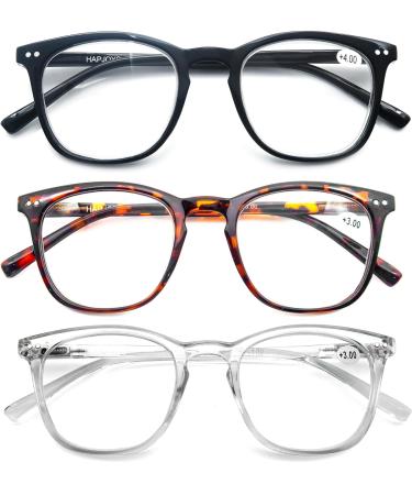Stylish Reading Glasses for Women & Men - 3 Pack Lightweight Frames | Black Tortoise Clear - 1.0x Magnification - Buy Online on GoSupps.com