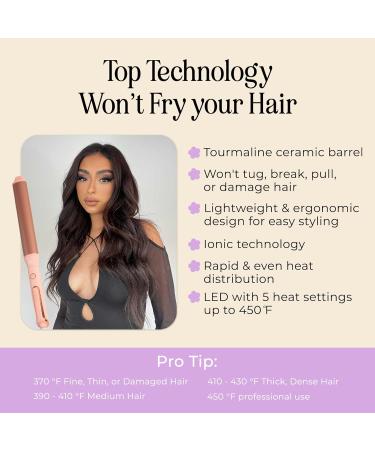 INH Hair Extra Long Oval Barrel Curling Iron | Tourmaline Ceramic Wand for Longer Looser Curls | Best Clamp-Free Hair Wand for Frizz-Free Hollywood Blowout - Buy Online on GoSupps.com