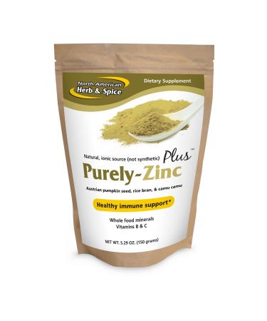 North American Herb & Spice Purely-Zinc Plus - 5.29 oz - Whole Food Zinc Supplement - Healthy Immune Support - Austrian Pumpkin Seed Rice Bran & Camu Camu - Non-GMO - 5 Servings