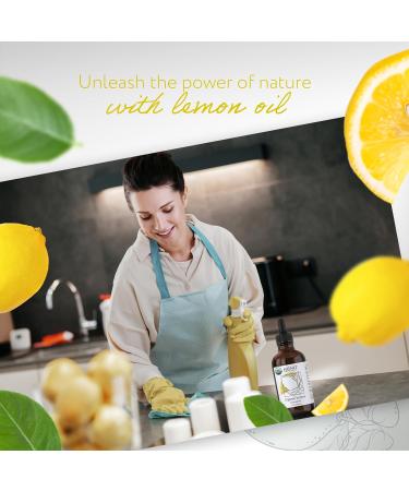 HBNO Organic Lemon Essential Oil 4 oz - USDA Certified Cold Pressed for Cleaning Aromatherapy & DIY Projects - Perfect for Soaps & Diffusers - Buy Online on GoSupps.com