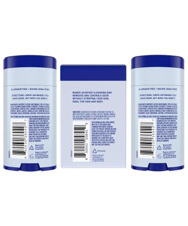 Mando Whole Body Deodorant For Men - 2-Pack Smooth Solid Stick and Acidified Cleansing Bar - Pro Sport Scent - Aluminum Free Baking Soda Free Skin Safe - Removes Odor Better than Soap - Moisturizing - Buy Online on GoSupps.com
