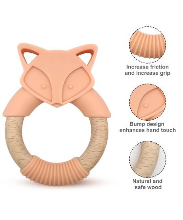 Santi & Me Wooden Rings Teething Toy for Babies - Fox Chew Toy for Boys and Girls - Buy Online on GoSupps.com
