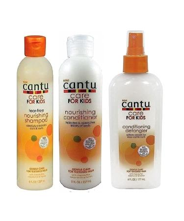 Cantu - Gentle Hair Care 3 Pack - Kids - Shampoo/Conditioner/Detangler for Curly/Wavy Hair, Soothing, Conditioning, Moisturizing, Nourishing
