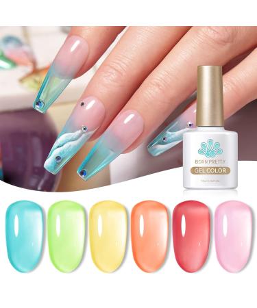 10ml UV Nail Polish Set - Translucent Pastel Gel for DIY Nail Art | Born Pretty Spring Summer Collection - Blue Red Green Yellow Pink Jelly Effect - Buy Online on GoSupps.com