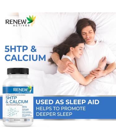 Renew Actives 5-HTP & Calcium Supplement - Sleep Aid - Promote Mood Balance - Source of Electrolyte - Help with Bone & Muscle - 120 Capsules 1 count (Pack of 1) - Buy Online on GoSupps.com
