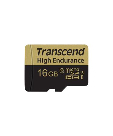 Transcend Information 16GB High Endurance microSD Card with Adapter (TS16GUSDHC10V) Black 16 GB