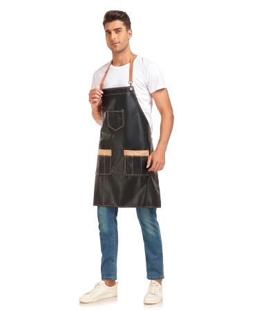 PERFEHAIR Durable Waterproof Barber Apron for Hair Stylists | Soft Stylish & Functional with 3 Pockets | Ideal for Salon Cosmetology & Pet Grooming - Unisex Black - Buy Online on GoSupps.com