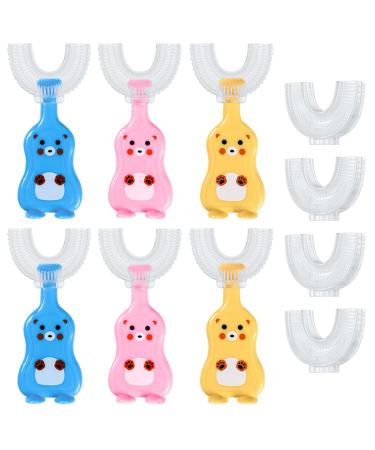 DKDDSSS 6 pieces toothbrush children and shaped toothbrush all round children U-shape toothbrush massage tooth all-round cleaning cartoon design silicone children's toothbrush all rounded 2-6 years