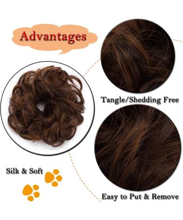 Messy Updo Hairpiece Scrunchy Scrunchie Hair Bun Extension Light Auburn & Dark Brown Curly Hair Ribbon Ponytail Extensin Donut Hair Chignons Normal Light Auburn & Dark Brown - Buy Online on GoSupps.com