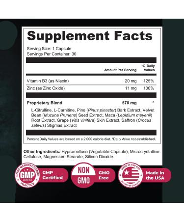 Vigortrix 100% Natural Men s Wellness Supplement with Niacin Zinc & Herbal Blend Made in USA - 30 Capsules 1 Month Supply 30 Count (Pack of 1) - Buy Online on GoSupps.com