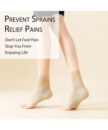 Compression Socks 4 Pairs for Women & Men | Ankle Brace, Arch Support Sleeve, Foot Wrap | Pain Relief for Sprained Ankle, Achilles Tendonitis, Plantar Fasciitis | Beige - Buy Online on GoSupps.com