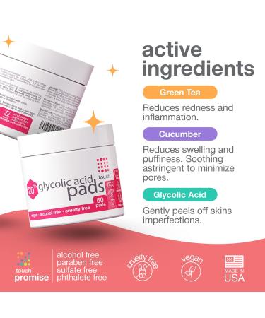 20% Glycolic Acid Exfoliating AHA Peel Pads - 50 Count | Anti-Aging, Acne Scars, Fine Lines, Uneven Skin Tone & Texture | Face Wipes for Dullness & Pores - Buy Online on GoSupps.com
