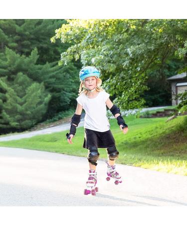 MammyGol Adjustable Roller Skates with Full Light Up Wheels for Girls | X-Small - Small - Medium Sizes | Ages 3-8 | Quad Skates in Rainbow Pink - Buy Online on GoSupps.com