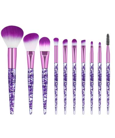 Glitter-make-up brush set-10 piece of professional make-up brush set cosmetic brush eyes shadow Face brush Eyelin make-up brush set made of acrylic size violet