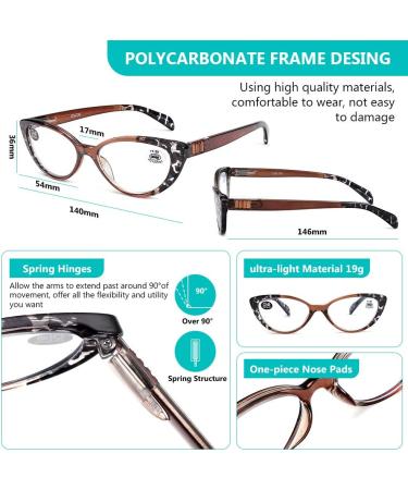 4 Pack Cat Eye Reading Glasses for Women | Blue Light Blocking | Anti-Glare UV | Spring Hinge | 1.5x Magnification - Buy Online on GoSupps.com
