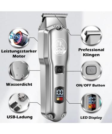 VGR Professional Hair Clippers and Hair Trimmer for Men Cordless Barber Kits LED Display Waterproof - Buy Online on GoSupps.com