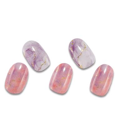MOMSON Semi Cured Gel Nail Strips - 20 Full Gel Nail Polish Stickers / Wraps Stick on Nails for Women - Gel Nail Art Stickers Decals Manicure Kits, Gradient Purple and Pink Marble, Mystery and Elegent Purple Marble