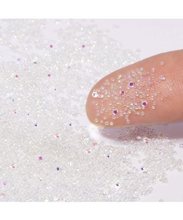 RESTPOTY 1 Bottle Micro Pixie Beads Gravel Nail Crystals For Nails Colorful Multicolor Micro Strass Glass Caviar Beads Nail Art 3D Decorations (Crystal) - Buy Online on GoSupps.com