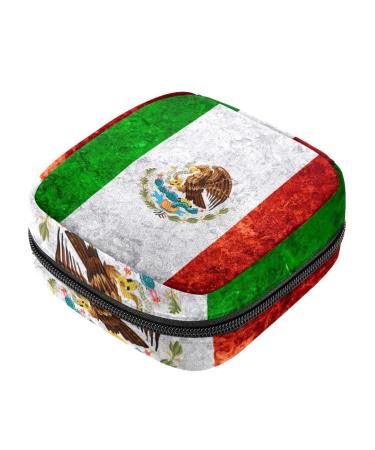 Menstruation pad bag with zipper women's napkin bag tampons collection bags for women and girls (flag of Mexico or Mexican vintage)